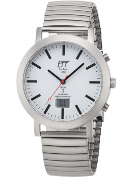 ETT EGS-11580-11M Mens Watch Zugband Slnečný pohon Radio-Controlled 41mm 5ATM