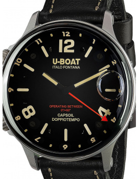U-Boat 9672 Capsoil Doppiotempo SS GMT Mens Watch 55mm 10ATM