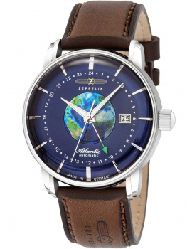 Zeppelin 8468-3 Atlantic Automatic Mens Watch GMT 43mm 5ATM