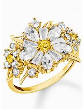 Thomas Sabo TR2335-414-4-54 Cocktailring flower with stones gold plated Ladies