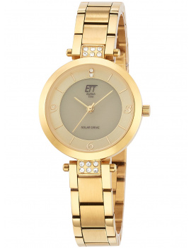 ETT ELS-12141-62M Diamond Lady Slnečný pohon Drive Ladies Watch 30mm 5ATM