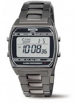 Boccia 3738-07 Mens Watch Titanium Digitálne hodiny Chronograph 37mm 5ATM
