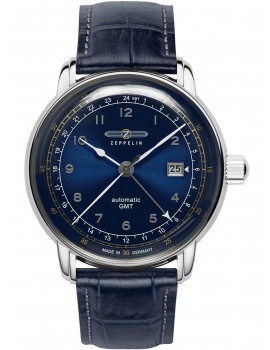 Zeppelin 7668-3 Los Angeles LZ126 Automatic Mens Watch GMT 43mm 5ATM