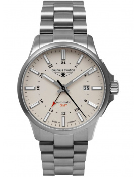 Bauhaus 2868M-5 Mens Watch Aviation Automatic Titanium GMT 42mm 10ATM