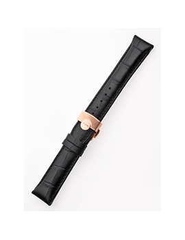 Perigaum Leather Strap 22 x 175 mm Black Ružové Folding Clasp