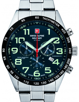 Swiss Alpine Military 7047.9135 Chronograph Mens Watch 45mm 10ATM