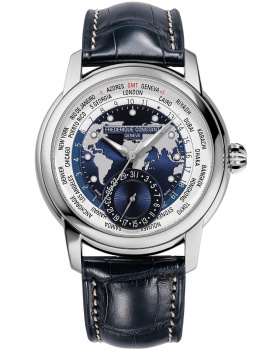 Frederique Constant FC-718NWWM4H6 Mens Watch Classic Worldtimer Automatic 42mm 5ATM