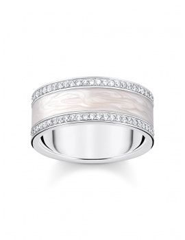 Thomas Sabo TR2446-041-14-58 Silver band ring w. white zirconia and enamel