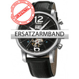 Perigaum Replacement Strap Leather P-1111 Black Silver Clasp 24 mm