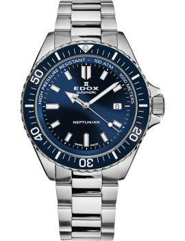 Edox 80120-3BUM-BUF Neptunian Automatic Mens Watch 44mm 100ATM