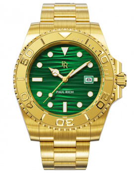 Paul Rich PR-46710 Pánske hodiny Crystal Bay Gold Coast Gold Green 40mm 5ATM
