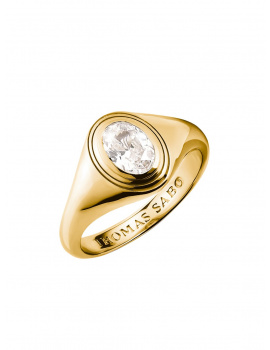 Thomas Sabo TR2523-414-14-56 Ring with white zirconia stone Oval Gold-plated Ladies