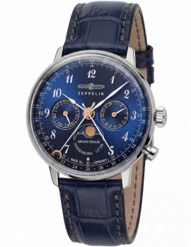 Zeppelin 7037-3 Hindenburg LZ129 ladies watch moon phase 36mm