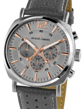 Jacques Lemans 1-1645.1L Lugano Chronograph Mens Watch 46mm 10ATM