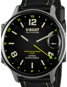 U-Boat 9676 Capsoil Doppiotempo SS GMT Mens Watch 55mm 10ATM
