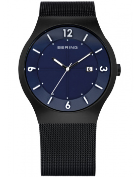 Bering Slnečný pohon Watch Classic 14440-227 Men's Watch Black Blue 40 mm