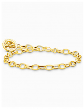 Thomas Sabo X0291-413-39-L17 Gold-plated charm bracelet with gold bear logo ring