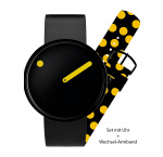 PICTO 43388-SET Unisex Watch Black and Yellow 40mm 5ATM