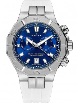Edox 10113-3CAB-BUIN Delfin Chronograph Mens Watch 43mm 20ATM