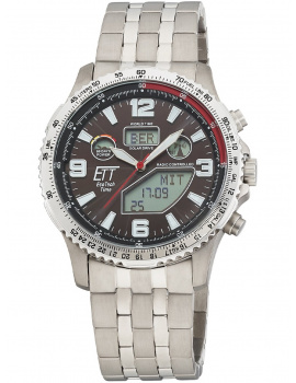 ETT Eco Tech Time EGT-11720-22M Mens Watch Radio-controlled Slnečný pohon Drive Professional Chronograph Titan 45mm 10ATM