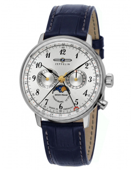 Zeppelin 7036-1 LZ 129 Hindenburg Moonphase Mens Watch 40mm 3ATM