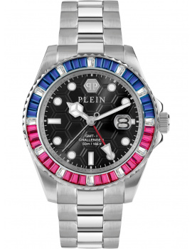Philipp Plein PWPZA0124 Unisex GMT-I Challenger Baguettes 44mm 5ATM