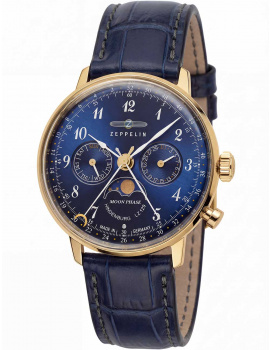 Zeppelin 7039-2 Hindenburg LZ129 Moonphase Ladies Watch 36mm 3ATM