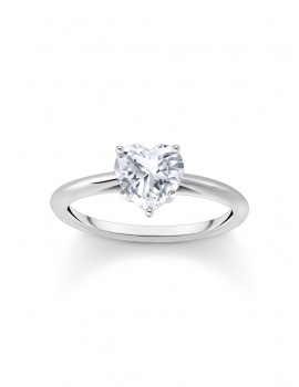 Thomas Sabo TR2476-051-14-56 Silver Ring with white Stone in Heart Shape Ladies