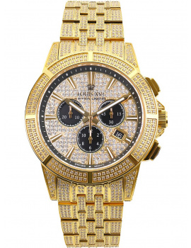 Louis XVI LXVI1123 Majeste Iced Out Chronograph Mens Watch 43mm 5ATM
