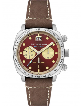 Spinnaker SP-5068-05 Mens Watch Hull Chronograph Burnt Maroon 42mm 10ATM