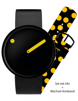 PICTO 43388-SET Unisex Watch Black and Yellow 40mm 5ATM