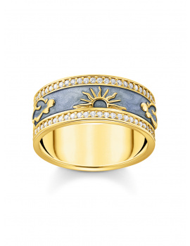 Thomas Sabo TR2450-565-1-56 Gold band ring w. white zirconia and enamel