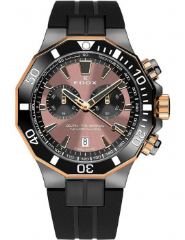 Edox 10112-357GRNCA-BRNR Delfin Chronograph Mens Watch 43mm 20ATM