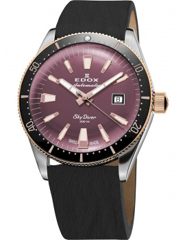 Edox 80131-357RNRC-VIO Skydiver Automatic + 2nd strap Ladies Watch 38mm 30ATM