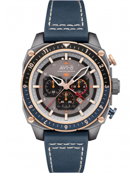 AVI-8 AV-4100-07 Mens Watch Hawker Hunter Dual Time Chronograph 43mm 5ATM